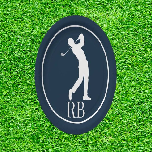 navy Blue Golf  Paper Plate (Tee up the Perfect Surprise!)
