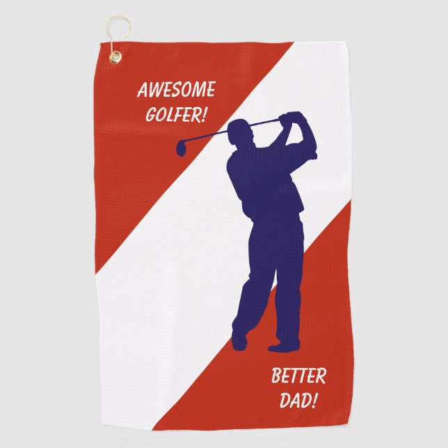 Navy Blue Golfer Father's Day Golf Towel (Front)