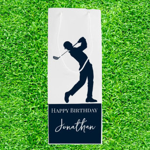 Navy Blue Golfer Party  Wine Gift Bag