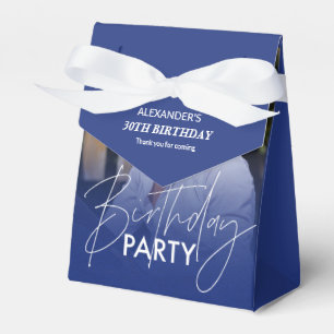 Navy Blue Gradient Photo Birthday Favour Box