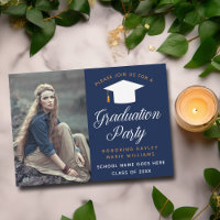 Navy Blue Graduate Photo Elegant Graduation Party