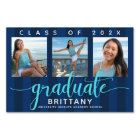 Navy blue graduation 3 photo glitter script yard