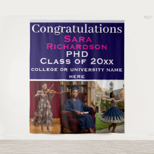 Navy Blue Graduation Celebration Photo Tapestry