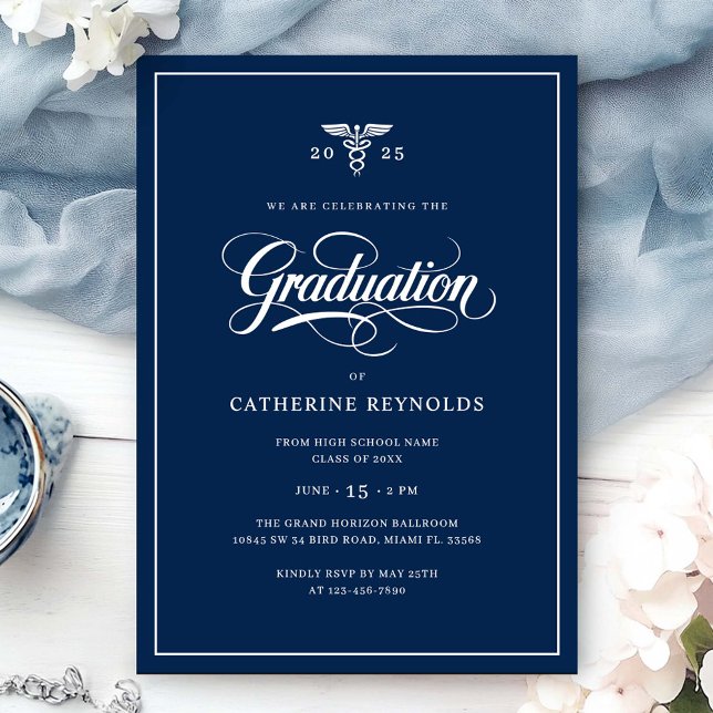 Navy Blue Graduation Party Invitation (Creator Uploaded)