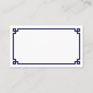 Navy Blue Greek Key Border Wedding Place Card