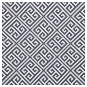 Navy Blue Greek Key Fabric