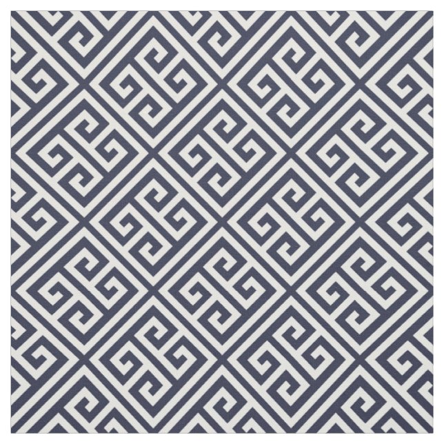 Navy Blue Greek Key Fabric (Swatch)