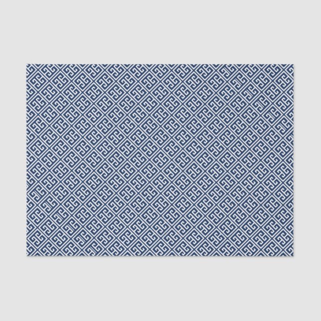 Navy Blue Greek Key Pattern Tissue Paper (Front)