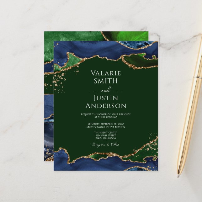 Navy Blue & Green Agate Wedding (Front/Back In Situ)