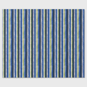 Navy Blue Green Preppy Stripe Bands Wrapping Paper