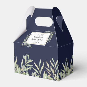 Navy Blue Greenery Bridal Shower Favour Box