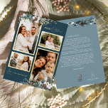 Navy Blue Greenery Vintage Four Photo Collage<br><div class="desc">Welcome to our enchanting Navy Blue Greenery Vintage Four Photo Collage Foil Holiday Card design, where vintage charm meets modern elegance. This design features intricate watercolor greenery and subtly elegant calligraphy with simple typography, capturing the essence of traditional cosiness and rustic cottage core. With a touch of retro flair and...</div>