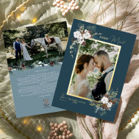 Navy Blue Greenery Vintage Merry Married Portrait