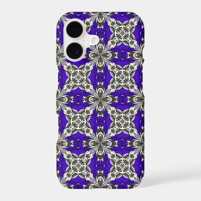 Navy Blue Grey and White Repeat Tile Pattern (Back)