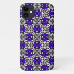 Navy Blue Grey and White Repeat Tile Pattern Case-Mate iPhone Case