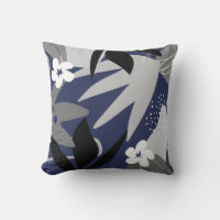 Navy Blue & Grey Artistic Abstract Floral