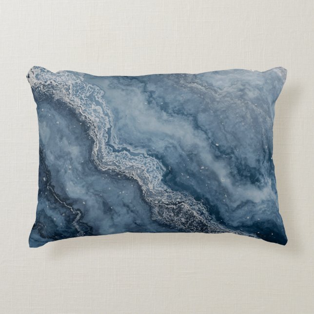 Navy Blue Grey Light Blue White Contemporary Decorative Cushion (Front)