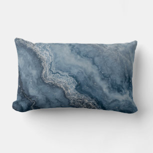 Navy Blue Grey Light Blue White Contemporary Lumbar Cushion