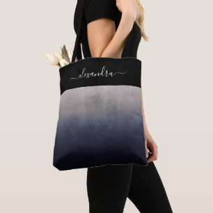 Navy Blue Grey rustic ombre chic personalised Tote Bag