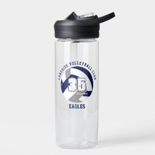navy blue grey school club team colours volleyball water bottle