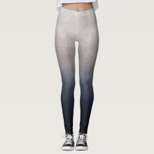 Navy Blue Grey White rustic ombre Leggings
