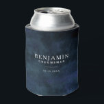 Navy Blue Groomsman Custom Wedding Can Cooler<br><div class="desc">Elegant personalised can cooler to gift your bridal party. It's a beautiful abstract watercolor painting in navy blue ombre with custom name and date. A great gift for your groomsman that they can use not only on your wedding day but for daily use!</div>