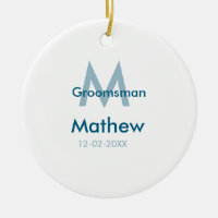 Navy blue groomsman name letter date masculine per