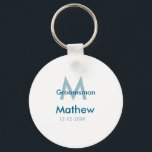 Navy blue groomsman name letter date masculine per key ring<br><div class="desc">design</div>