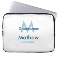 Navy blue groomsman name letter date masculine per