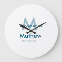Navy blue groomsman name letter date masculine per