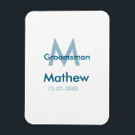 Navy blue groomsman name letter date masculine per magnet<br><div class="desc">design</div>