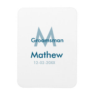 Navy blue groomsman name letter date masculine per magnet