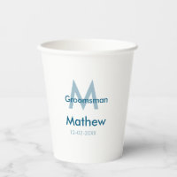 Navy blue groomsman name letter date masculine per