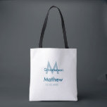 Navy blue groomsman name letter date masculine per tote bag<br><div class="desc">design</div>