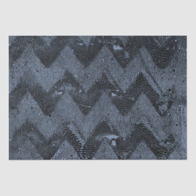 Navy Blue Grunge Chevron Tissue Paper (Front)