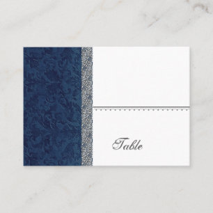 Navy Blue Grunge Damask Place Card - Wedding Party