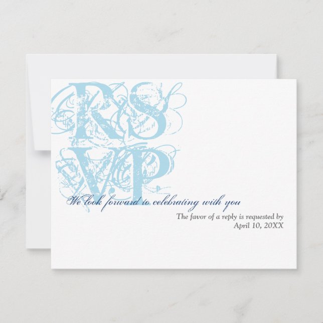 Navy blue grunge wedding enclosure RSVP response Invitation (Front)
