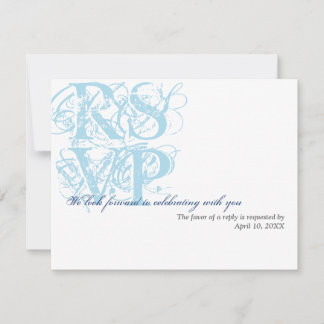 Navy blue grunge wedding enclosure RSVP response Invitation