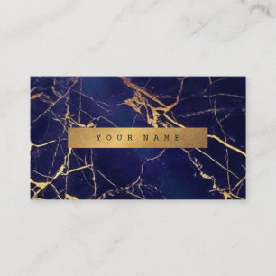 Navy Blue Grungy Gold Marble Vip Business Card