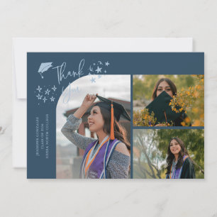 Navy Blue Hand Written Thank You Multi Photo Announcement