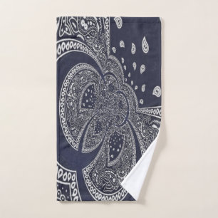 Navy Blue Hanky Code Hand Towel