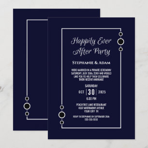 Navy Blue Happily Ever After Wedding Reception Invitation