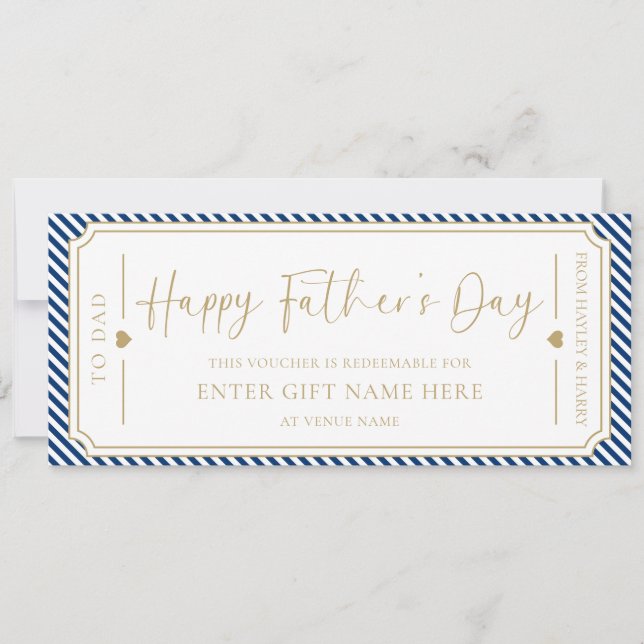 Navy Blue Happy Father's Day Gift Voucher Card (Front)