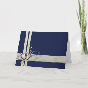 Navy blue heart design thank you card