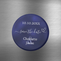 Navy blue heart wedding Save the Date