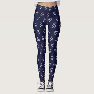 Navy Blue Heart Women's Leggings