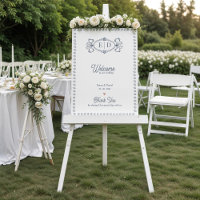 Navy Blue Heirloom Crest Monogram Wedding Welcome