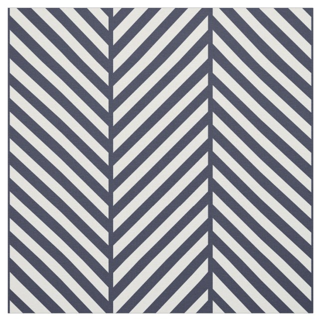 Navy Blue Herringbone Large Scale Fabric (Swatch)