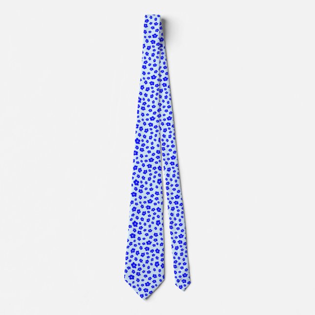 Navy Blue Hibiscus Floral Tie (Front)