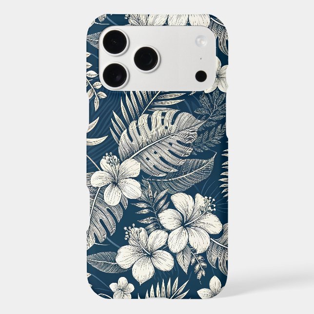 Navy Blue Hibiscus Monstera Tropical Botanical (Back)
